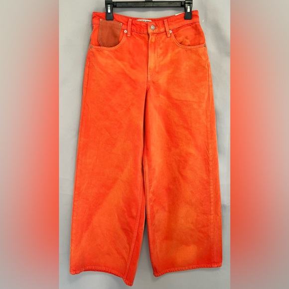 Free People We The Free‎ Waterfalls Baggy Wide Leg Jeans Orange Size 27 NWT Y2K - Picture 5 of 16